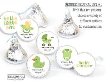Gender Neutral Baby Shower | 108 Personalized Stickers