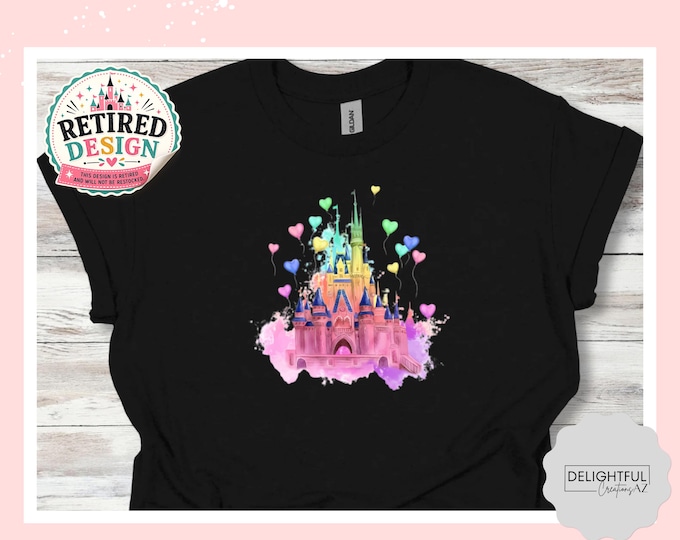 Featured listing image: Enchanted Castle T-Shirt | Fairy Tale Vacation Shirt | Theme Park Outfit | Whimsical Castle Tee | Retired Design