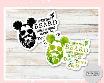 Peter Pan’s Flight Beard Sticker • Disney Dad Humor • Park Day Decal