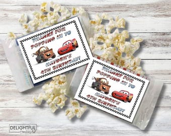 Cars Movie | Personalized Microwave Popcorn Labels Stickers