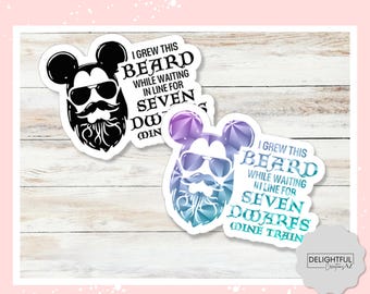 Seven Dwarfs Mine Train Beard Sticker • Funny Disney Ride Queue Humor Decal