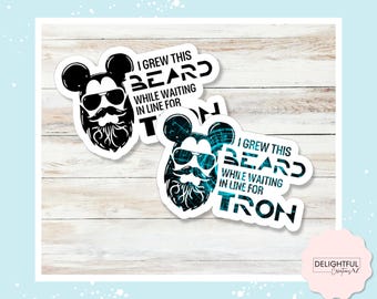 TRON Lightcycle Run Beard Sticker • Disney Ride Queue Joke Decal
