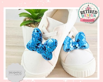 Blue Sequin Minnie Mouse Bow Shoe Clips