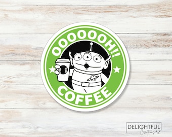 Ooooo Coffee Toy Story Alien Sticker