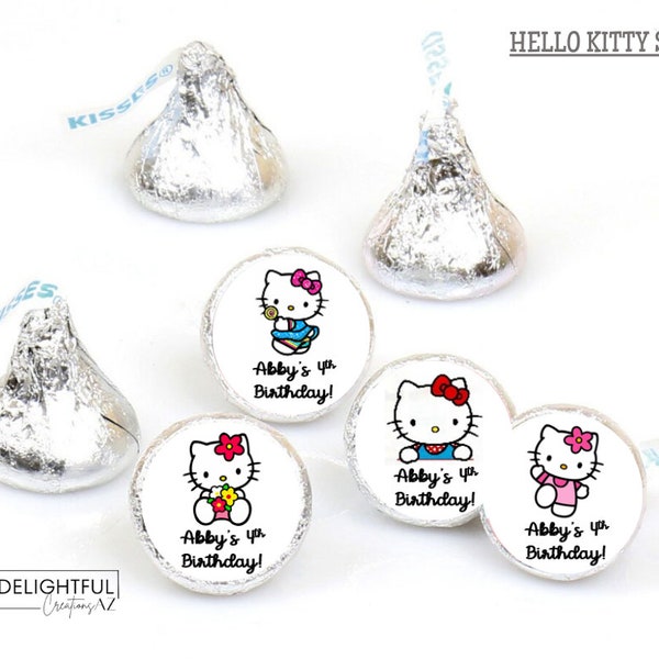 Hello Kitty | 108 Personalized Labels Stickers | Hershey Kisses | Party Favors | Envelope Seals | Birthday Favors | Baby Shower Labels