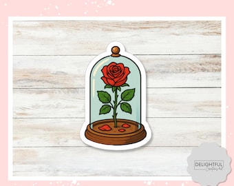 Enchanted Rose Decal • Fairy Tale Fantasy Vinyl Sticker • Beauty and the Beast Inspired Gift
