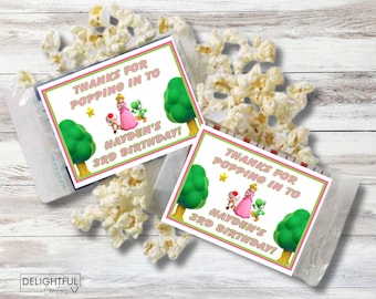 Princess peach Yoshi Toad | Personalized Microwave Popcorn Labels Stickers