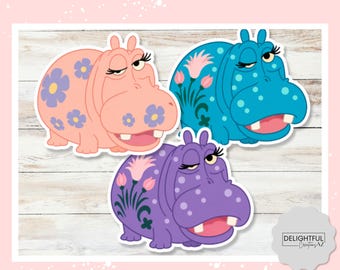 Small World Hippo Sticker - Fantasyland - Magic Kingdom - Disneyland