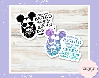 Seven Dwarfs Mine Train Beard Sticker • Funny Disney Ride Queue Humor Decal