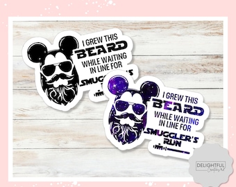 Smuggler’s Run Beard Sticker • Disney Star Wars Ride Wait Time Joke Decal
