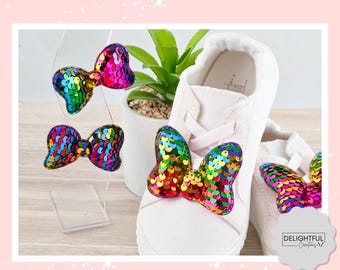 Rainbow Ombre Sequin Mouse Bow Shoe & Hair Clips