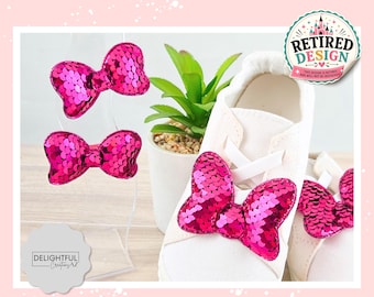 Dark Pink Sequin Mouse Bow Shoe & Hair Clips