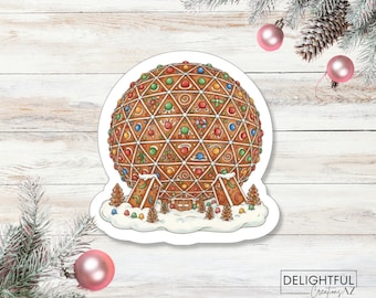 Spaceship Earth Gingerbread House Sticker | EPCOT |  Festival of the Holidays | Disney Christmas