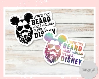 Disney Beard Sticker • Funny Park Ride Queue Humor Decal