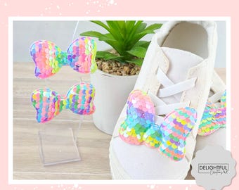 Pastel Rainbow Sequin Mouse Bow Shoe & Hair Clips