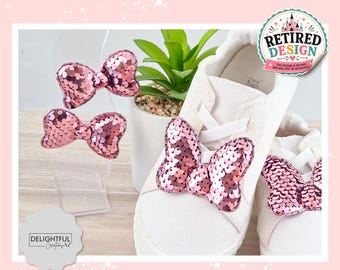 Light Pink Sequin Sequin Mouse Bow Shoe & Hair Clips
