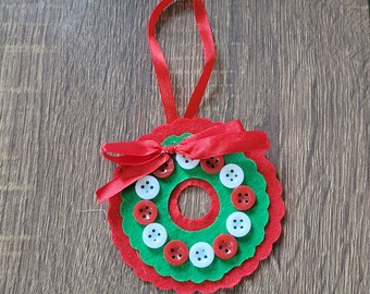 Button Wreath Ornament - Handmade - Christmas Holiday Decor