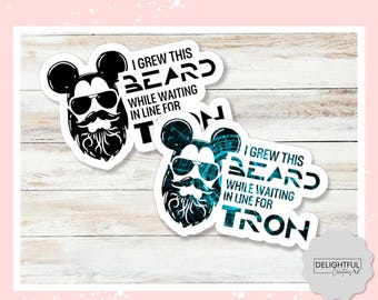 TRON Lightcycle Run Beard Sticker • Disney Ride Queue Joke Decal