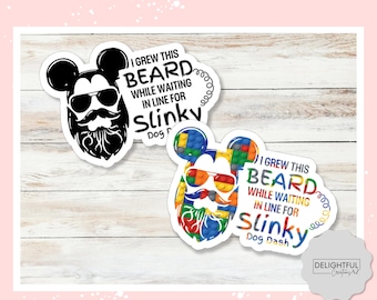 Slinky Dog Dash Beard Sticker • Disney Ride Queue Joke • Hollywood Studios Decal