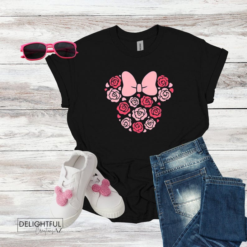 Minnie Mouse Roses Shirt | Disney Vacation Tee Black