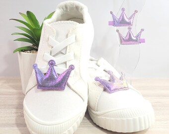 Purple Iridescent Princess Crown Shoe & Hair Clips