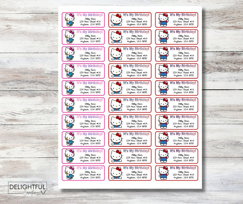 Hello Kitty Record Label Hello Kitty Personalized Address Labels: Matte Stickers, Invitations - Etsy