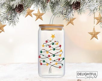 Festive 16 oz Christmas Tree Glass Can | Perfect Holiday Gift for Mom