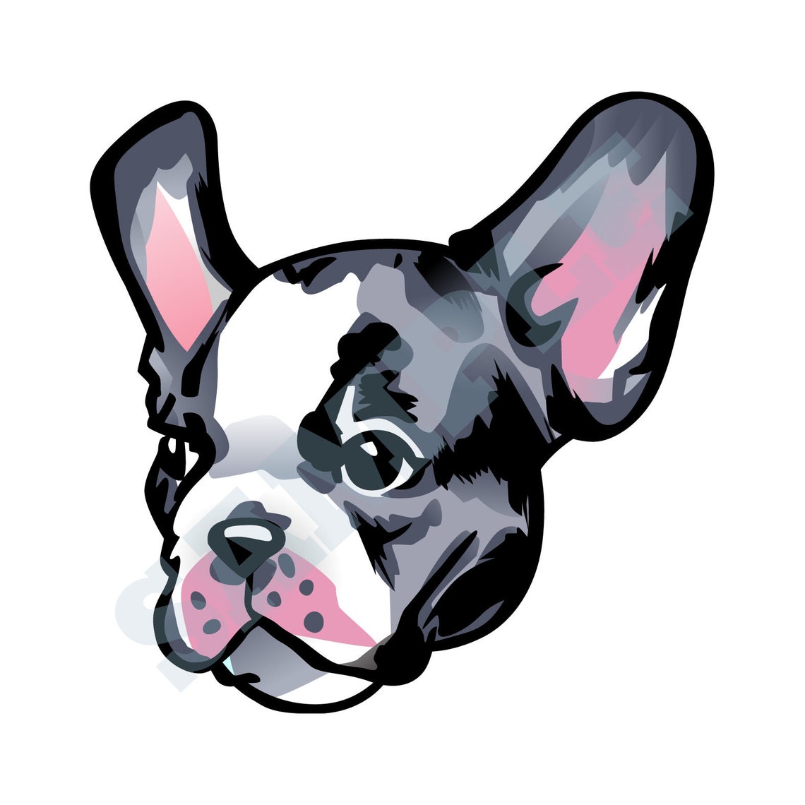 French Bulldog Head SVG DXF Graphic Art Cut file | Etsy