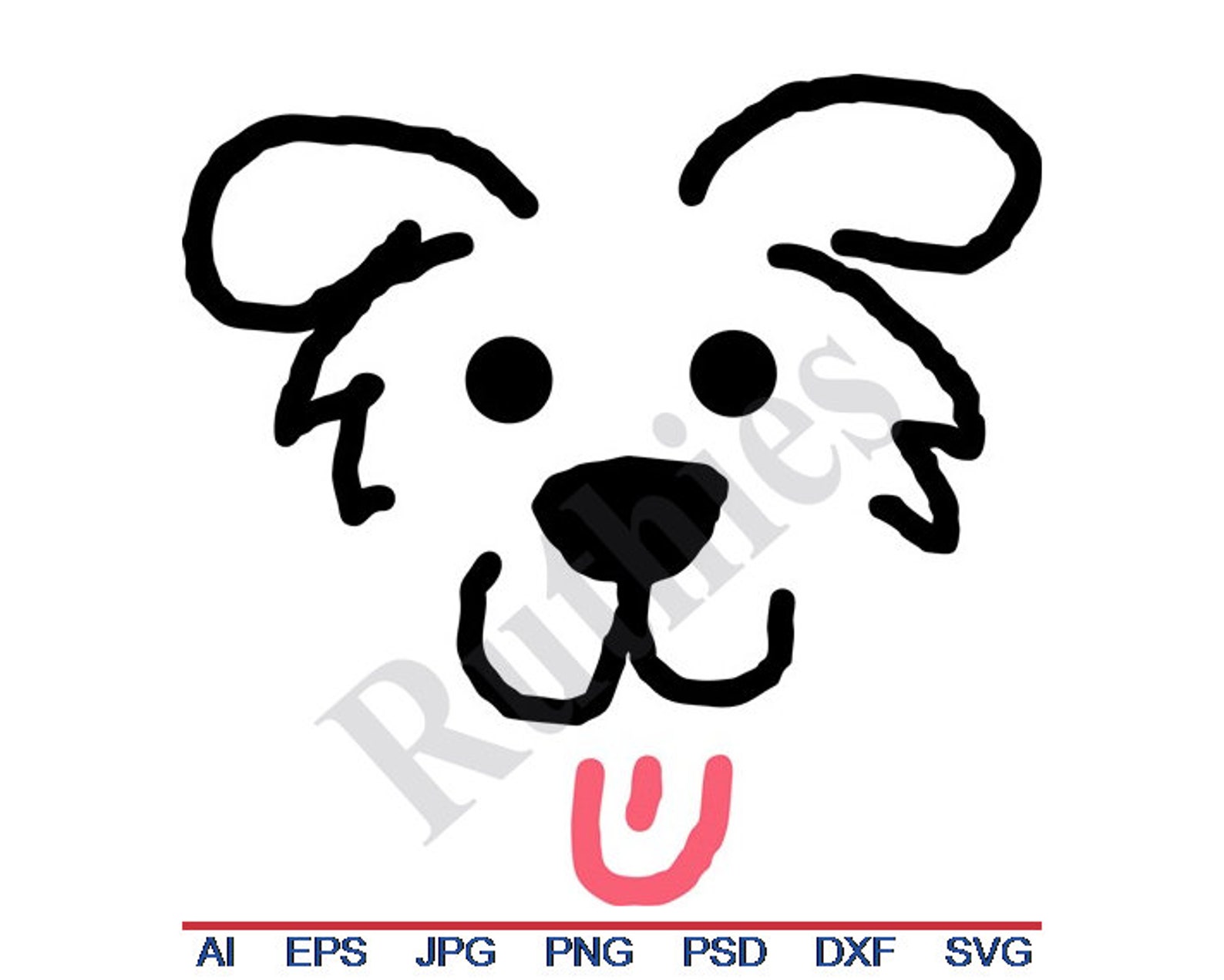 Dog Face Outline Svg Dxf Eps Png Jpg Vector Art | Etsy