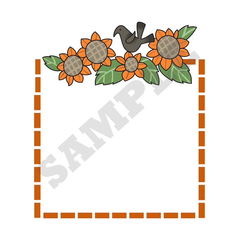 Sunflower Crow Frame SVG DXF Graphic Art Cut Files