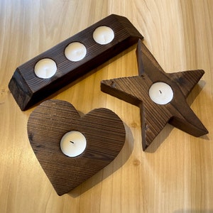 Charred Wood Tea light Holder Burnt Wood Candle Holder Yakisugi Rectangle Tealight image 4