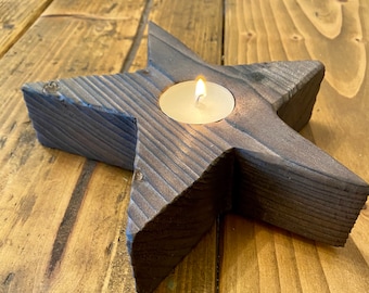 Wooden Star Tea light Holder | Star shaped Wood candle holder | Asymmetric Star Tealight