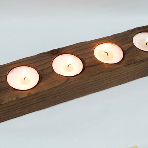 Charred Wood Tea light Holder Burnt Wood Candle Holder Yakisugi Rectangle Tealight image 7