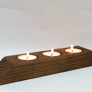 Charred Wood Tea light Holder Burnt Wood Candle Holder Yakisugi Rectangle Tealight image 8