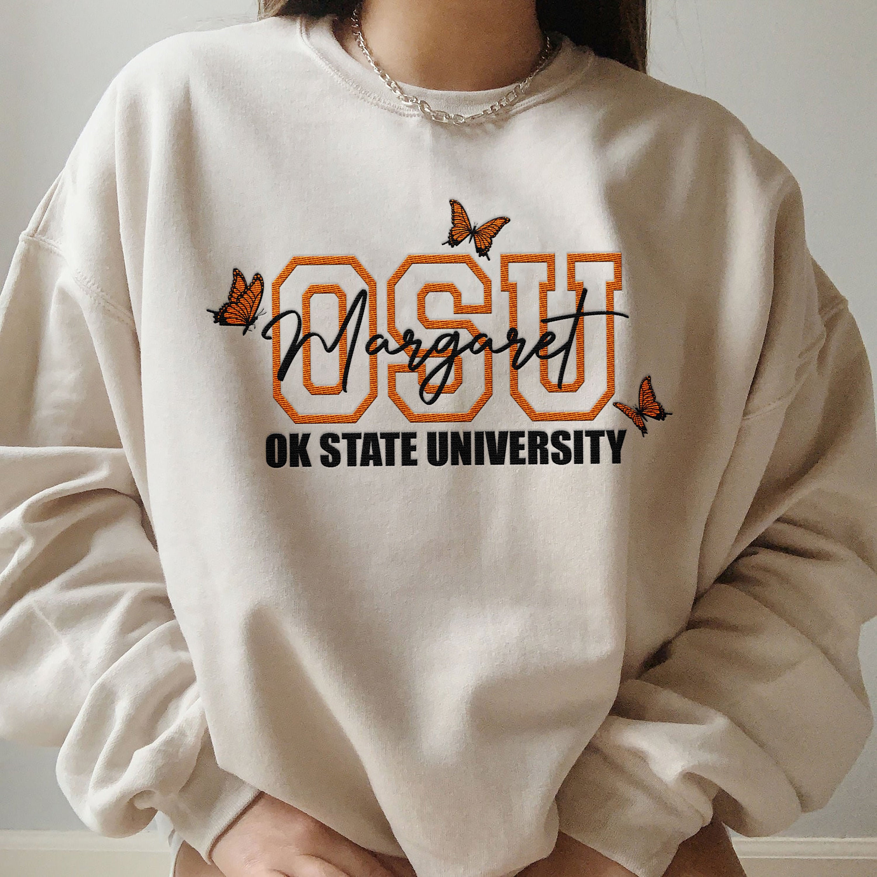 Embroidered University Sweatshirt College Crew Sweatshirt Etsy