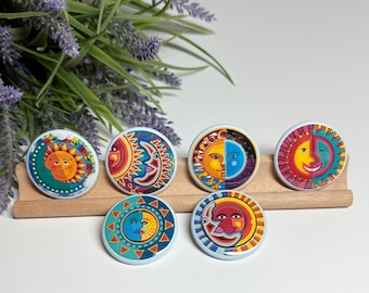 Moon and Sun Magnets, Colorful Sun and Moon Magnets, Set of Sun and Moon Magnets, Set of Strong Magnets