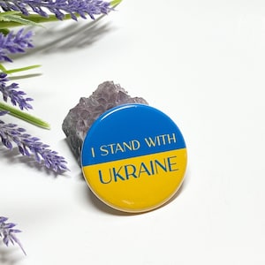 Peace for Ukraine Pin, I Stand With Ukraine Button, Ukrainian Peace Pinback Button