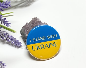 Peace for Ukraine Pin, I Stand With Ukraine Button, Ukrainian Peace Pinback Button