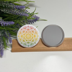 Mandala Purse Mirror, Mandala Design Purse Mirror, Glass Pocket Mirror, 2.25 Inch Purse Mirror