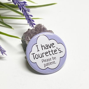 Tourette&#39;s Awareness Pinback Button, Tourette&#39;s Awareness Pin, Awareness Pinback (New Design)