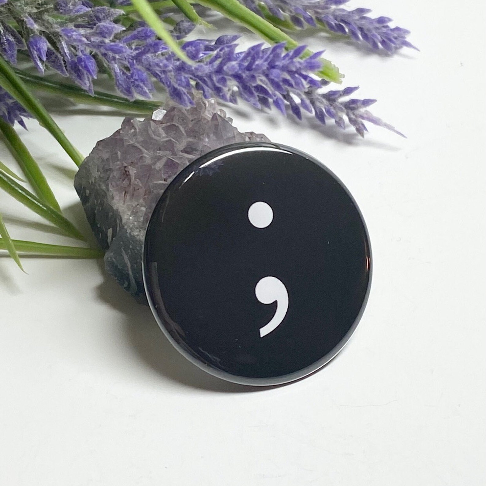 Semi Colon Button, Semi Colon Pin, Suicide Awareness Button, Depression ...