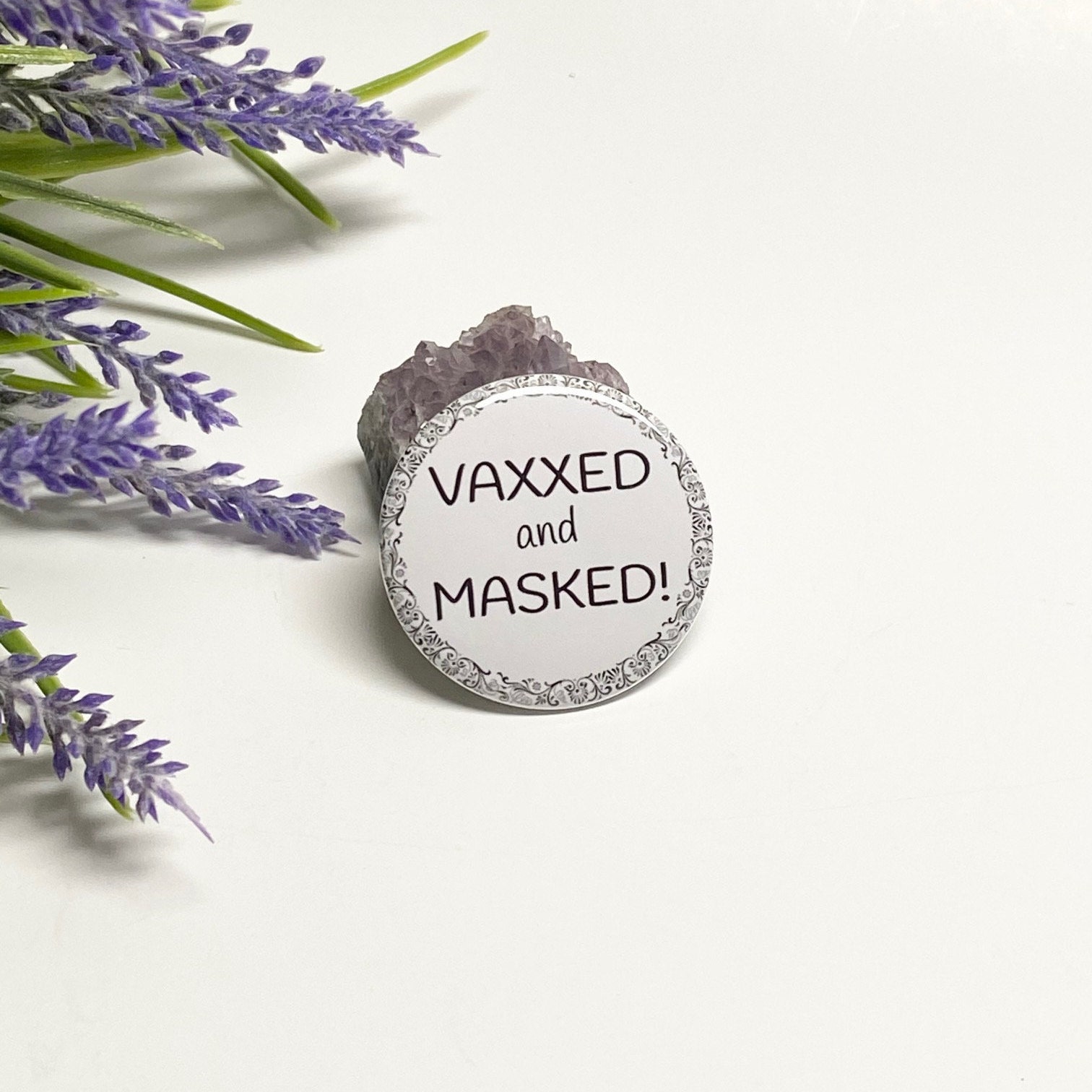 Vaxxed and Masked Button, 1.5" Vaxxed and Masked Pinback Button,…
