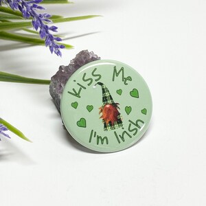 Irish Gnome Button, Irish Gnome Pinback, Kiss Me I&#39;m Irish Button, Kiss Me I&#39;m Irish Pin, Irish Gnome Pin, Gnome Button