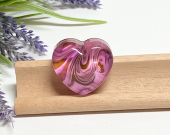 Pink and Gold Pocket Hug, Pink Resin Heart, Pink and Gold Resin Heart