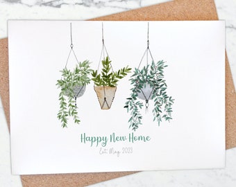 Personalised Happy New Home Card, New Home... New Plants Card, Home is where you hang your plants, House Plants Card, Home Sweet Home