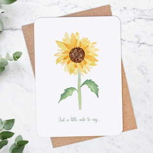 Carte de correspondance A6 tournesol, lot de 4, 8 ou 12 avec enveloppe, carte de correspondance floral aquarelle