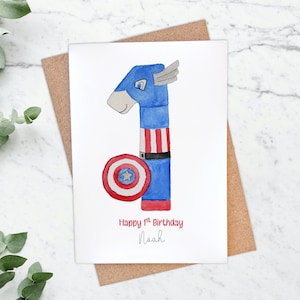 Carte d'anniversaire personnalisée super-héros 1 an, petit héros, carte pour fils, petit-fils, neveu