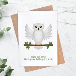 Carte d'anniversaire personnalisée chouette - Carte d'anniversaire drôle de jeu de mots, chouette aquarelle mignonne carte de voeux