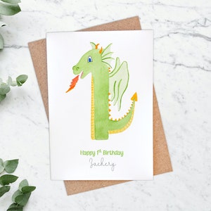 Carte personnalisée 1er anniversaire de dragon