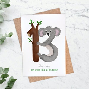 Carte personnalisée de 13e anniversaire de Koala A6, anniversaire de Koality, officiellement une carte d'adolescent